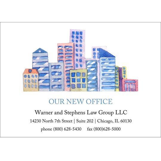 Watercolor Building Moving Announcements